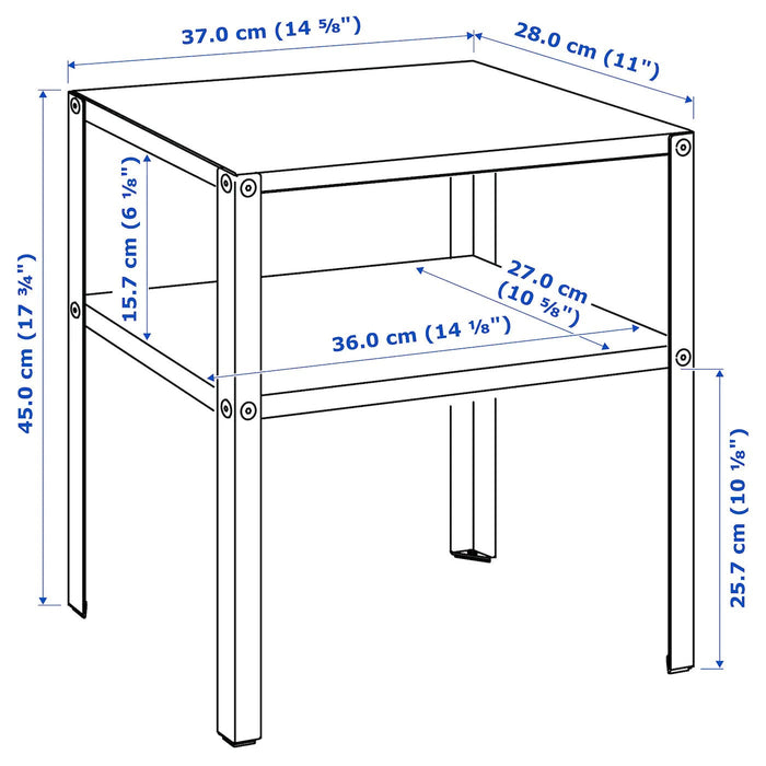 KNARREVIK Bedside table, light grey-blue 37x28 cm