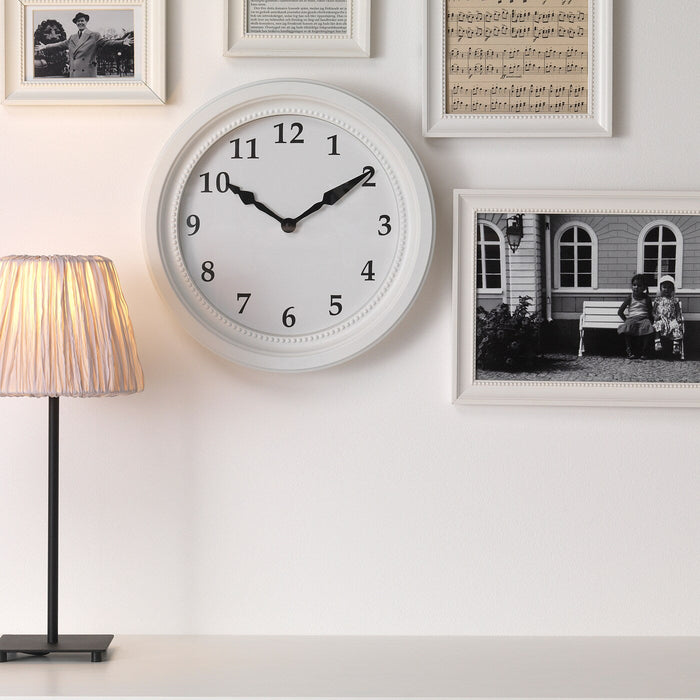 SONDRUM Wall clock, low-voltage/white, 35 cm