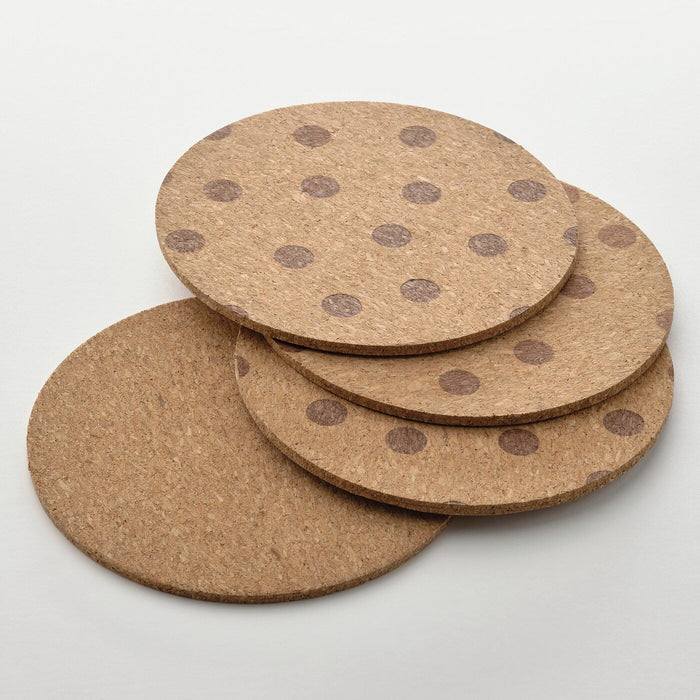 SOLABBORRE Coaster, cork/dotted, 10 cm