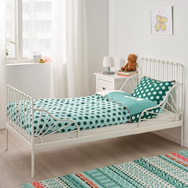 MINNEN Extendable bed, white, 80x200 cm with luroy bed base