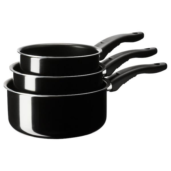 KAVALKAD saucepan set of 3, black