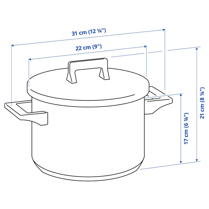 SNITSIG Pot with lid, stainless steel, 5 l