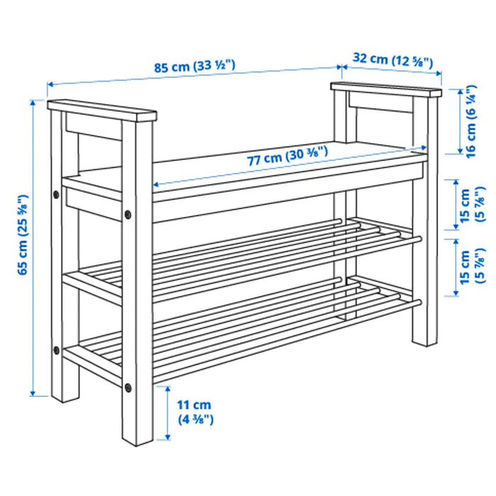 HEMNES Bench with shoe storage, white, 85x32x65 cm