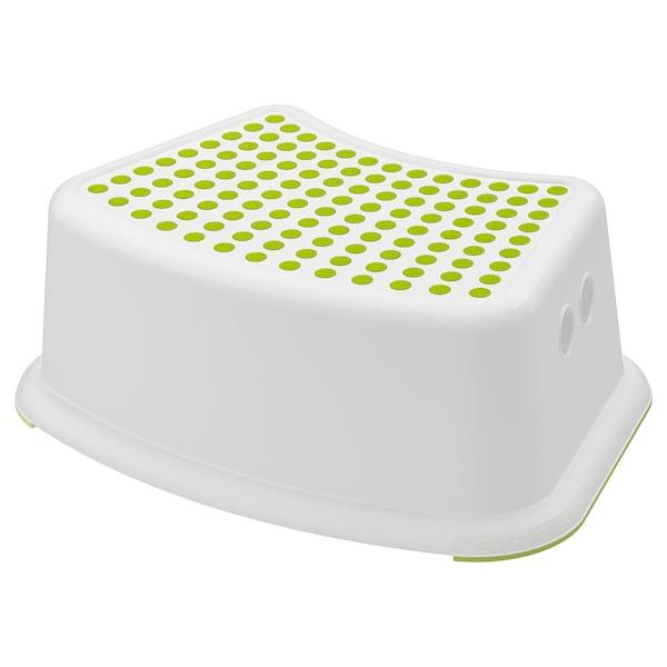 FORSIKTIG Children's stool, white/green