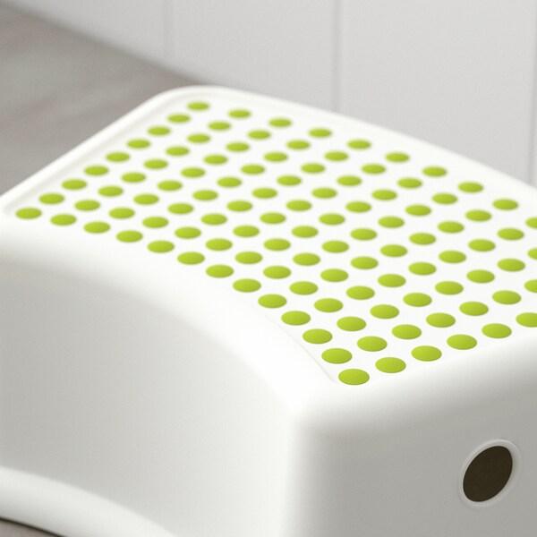 FORSIKTIG Children's stool, white/green