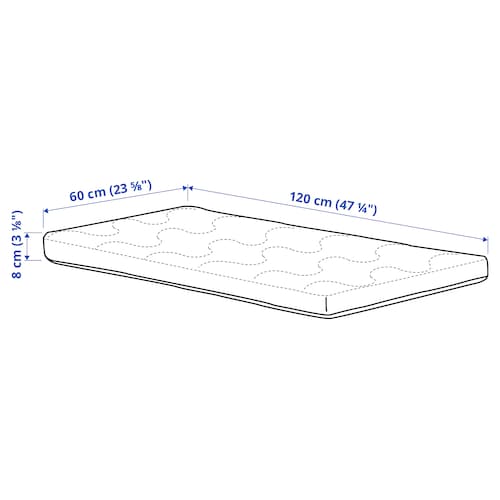 KRUMMELUR Foam mattress for cot 60x120x8 cm