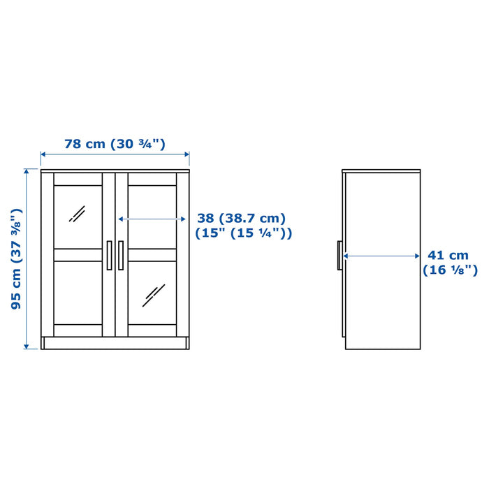 BRIMNES Cabinet with doors, glass/black, 78x95 cm