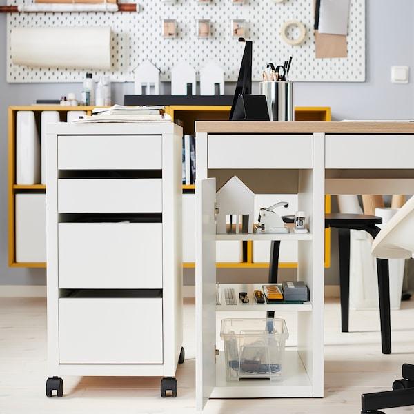 MICKE drawer unit on castors, 35x75 cm white