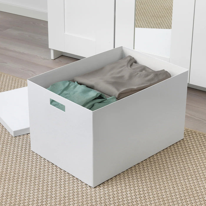 TJENA Storage box with lid, white 35x50x30 cm