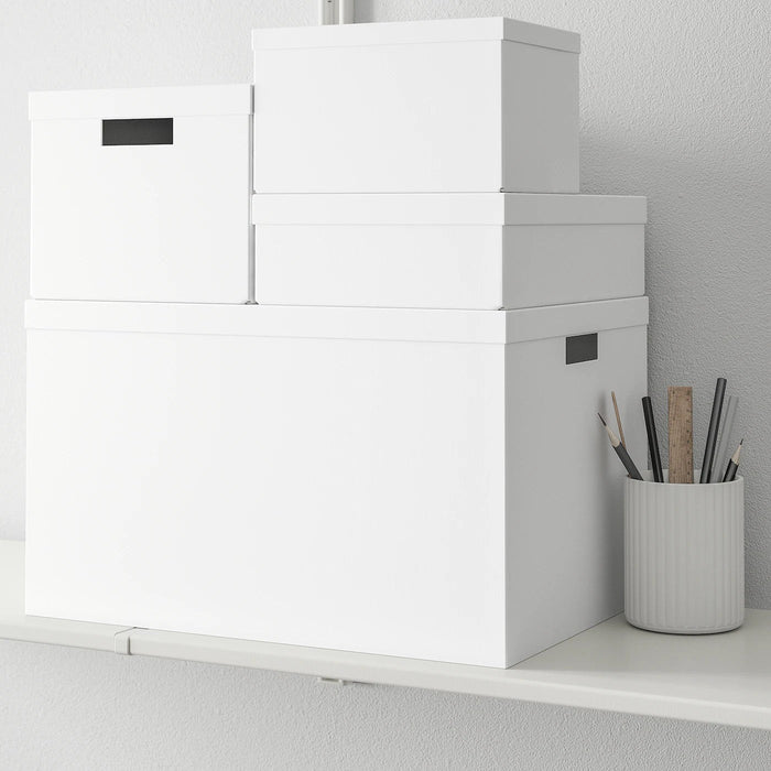 TJENA Storage box with lid, white 35x50x30 cm