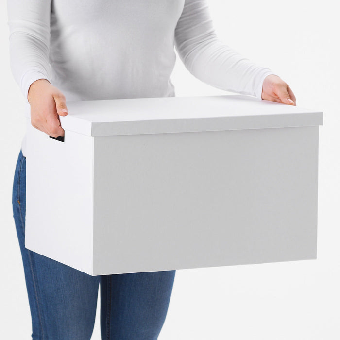 TJENA Storage box with lid, white 35x50x30 cm