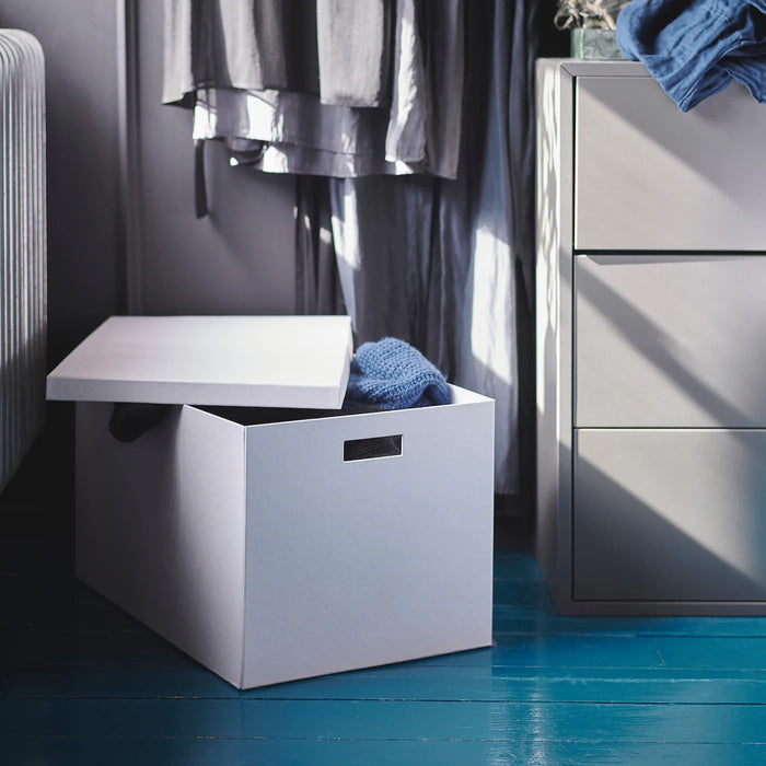 TJENA Storage box with lid, white 35x50x30 cm