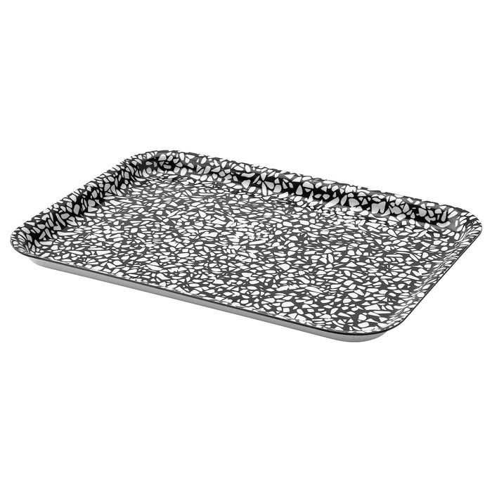 VARKUL Tray, black/patterned, 28x20 cm