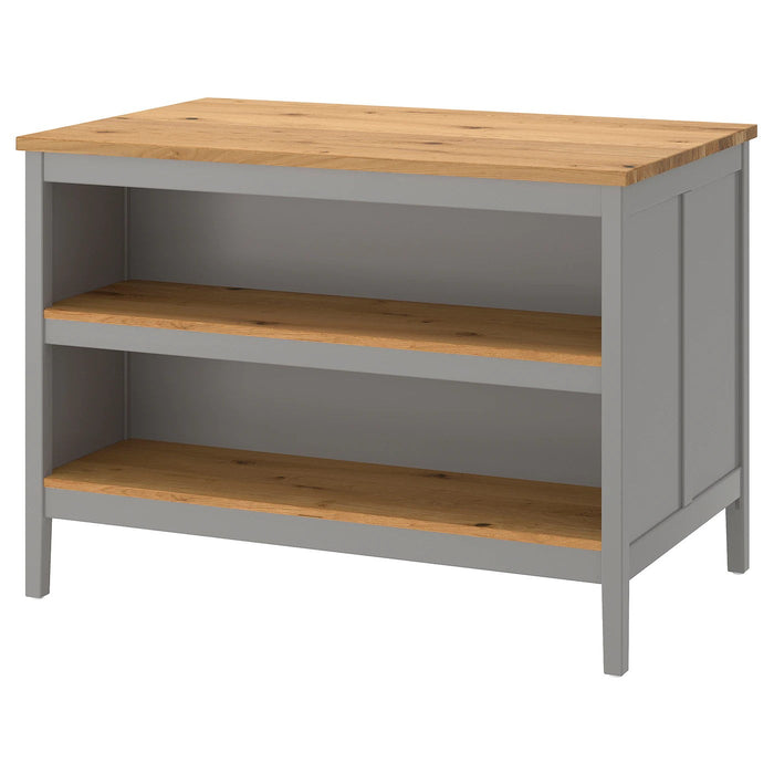 TORNVIKEN Kitchen island, grey/oak, 126x77 cm