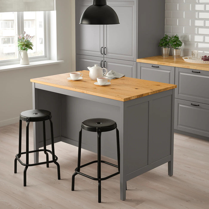 TORNVIKEN Kitchen island, grey/oak, 126x77 cm