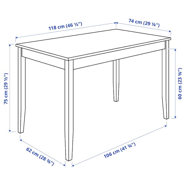 LERHAMN Table, black-brown 118x74 cm