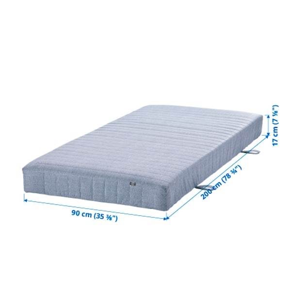 VADSO Sprung mattress, extra firm/light blue 90x200 cm