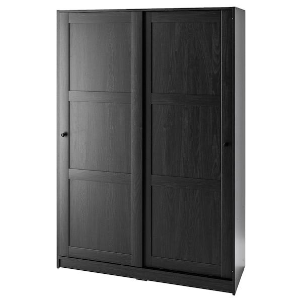 RAKKESTAD Wardrobe with sliding doors, black-brown 117x176 cm