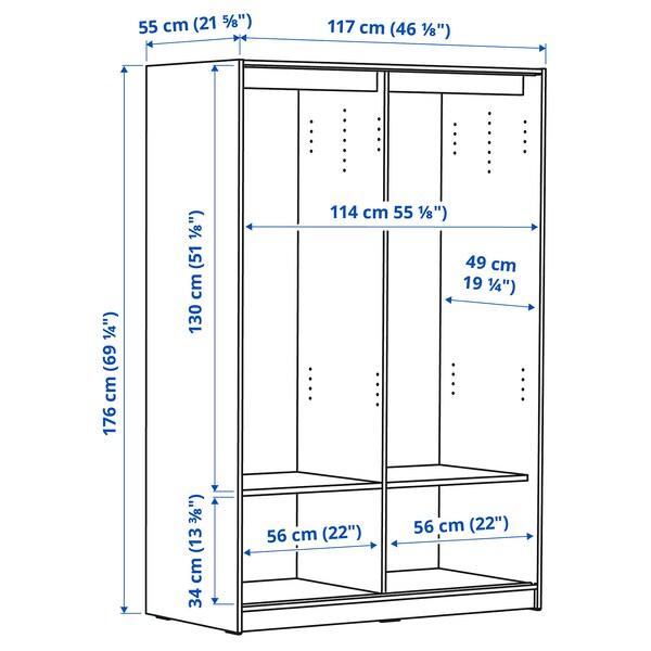 RAKKESTAD Wardrobe with sliding doors, black-brown 117x176 cm