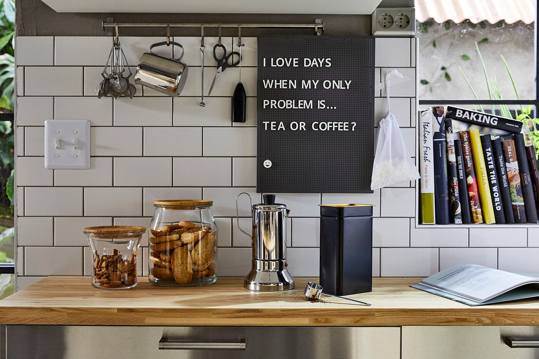 SVENSAS Pegboard with letters, dark grey, 30x40 cm