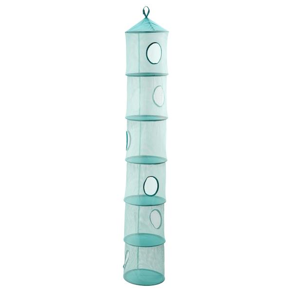 IKEA PS FANGST Hanging storage w 6 compartments, turquoise