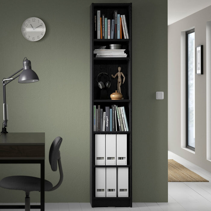 BILLY Bookcase, black oak effect, 40x28x202 cm