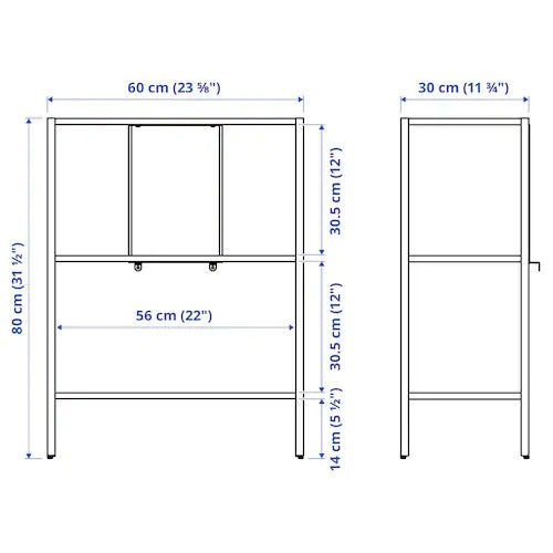 BAGGEBO shelving unit, metal/light turquoise, 60x30x80 cm