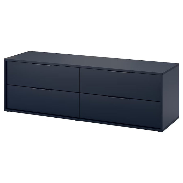 NORDMELA Chest of 4 drawers, black-blue, 159x50 cm