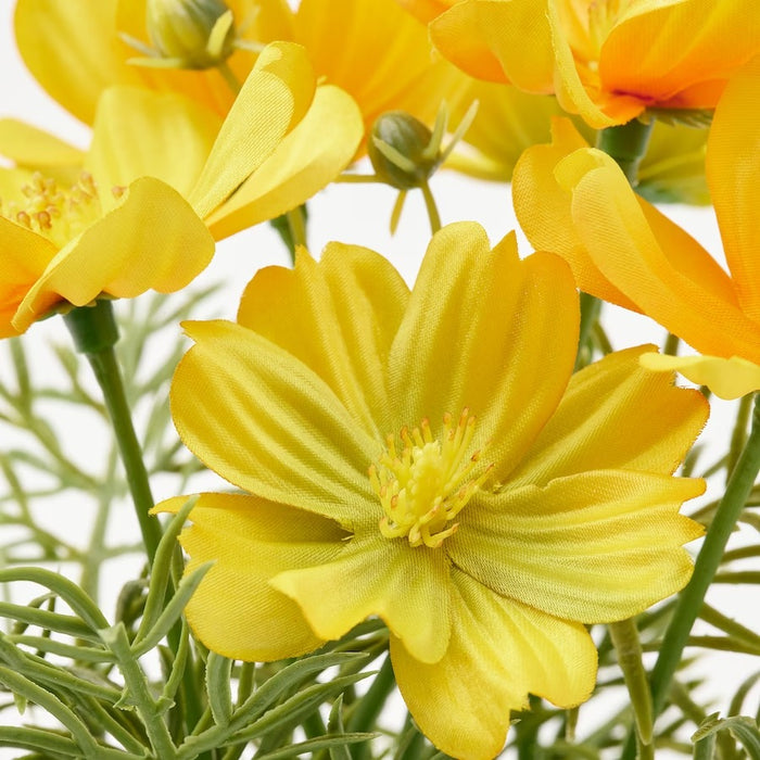 FEJKA artificial potted plant, in/outdoor/cosmos yellow, 9cm