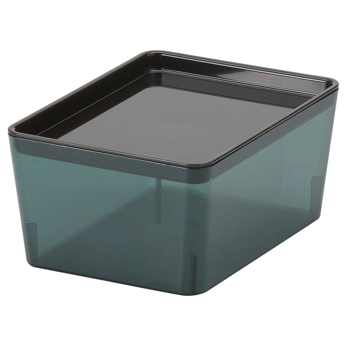 KUGGIS Box with lid, transparent black 13x18x8 cm