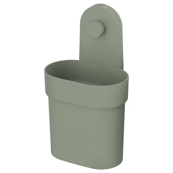 OBONAS Container with suction cup, grey-green