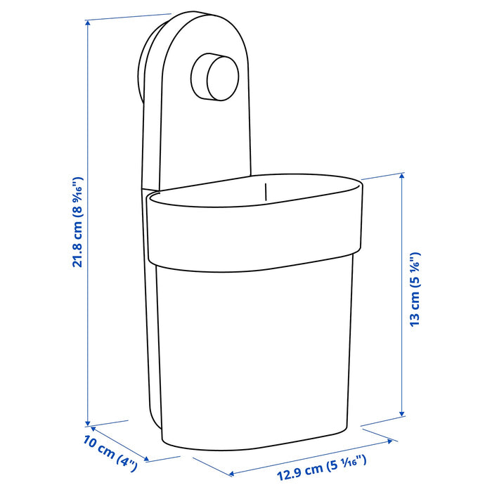 OBONAS Container with suction cup, grey-green