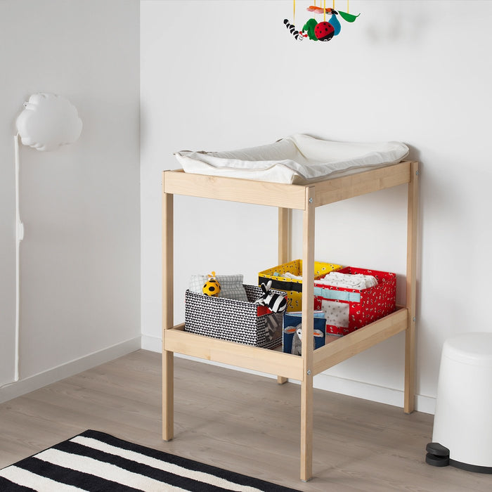 SNIGLAR Changing table, beech/white 72x53 cm