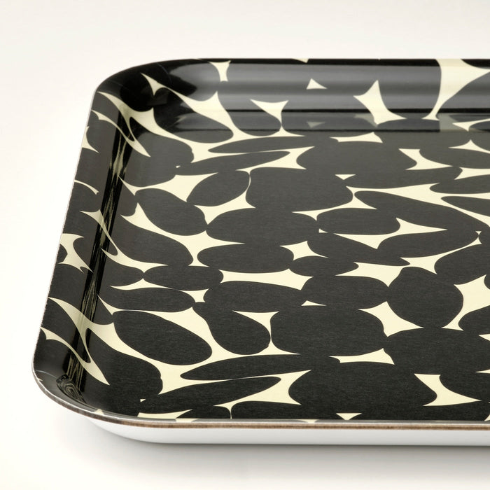 VARSIKLOJA Tray, patterned off-white/black, 33x33 cm