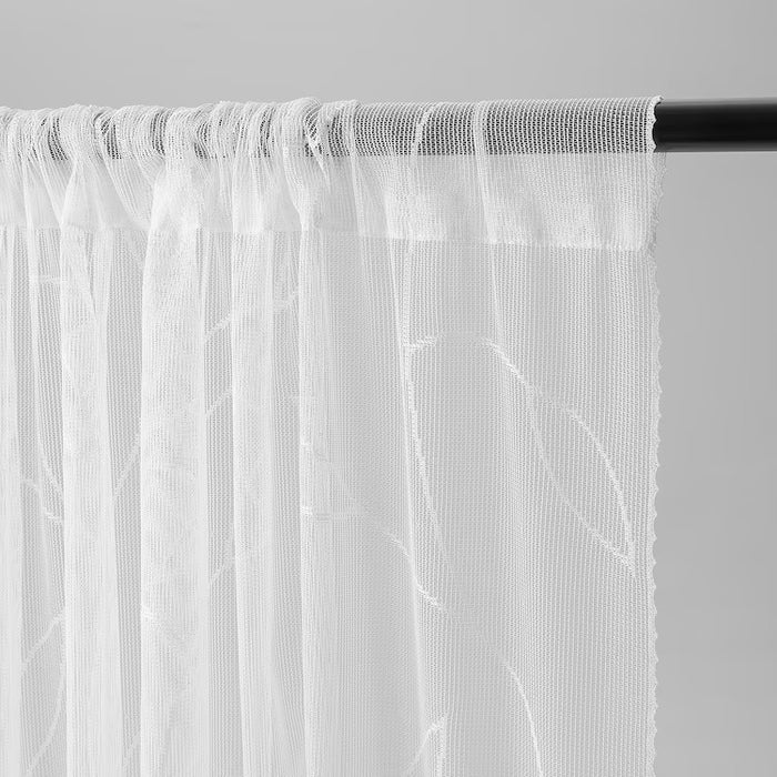 LILLEGERD Sheer curtains, 1 pair, white leaves, 145x250 cm