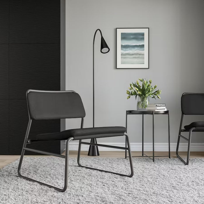 LINNEBACK Easy chair, Vissle dark grey