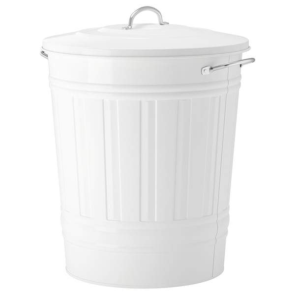 KNODD Bin with lid, white 40 l