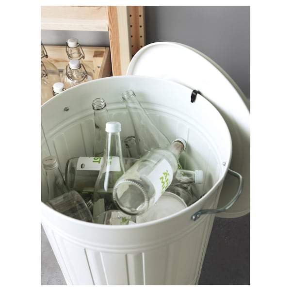 KNODD Bin with lid, white 40 l