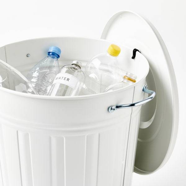 KNODD Bin with lid, white 40 l