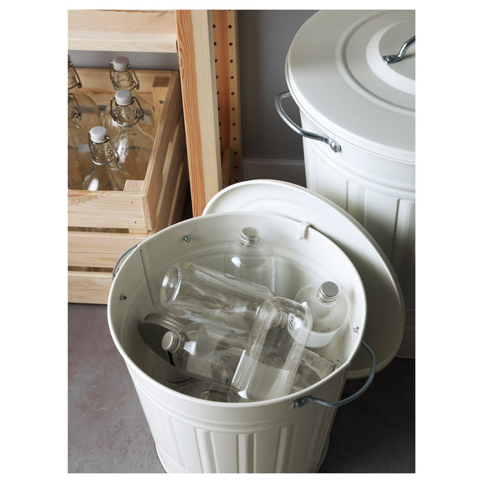 KNODD Bin with lid, white 16 l