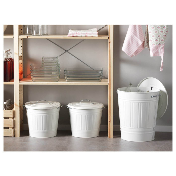 KNODD Bin with lid, white 16 l