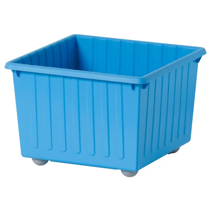 VESSLA Storage crate with castors, blue, 39x39 cm