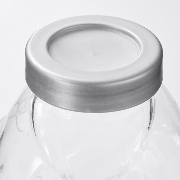 FORVAR jar with lid, glass/aluminium-colour, 1.8 l