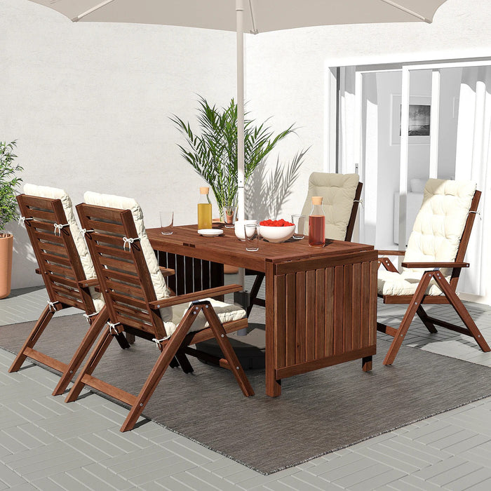 APPLARO Reclining chair, outdoor, foldable brown stained