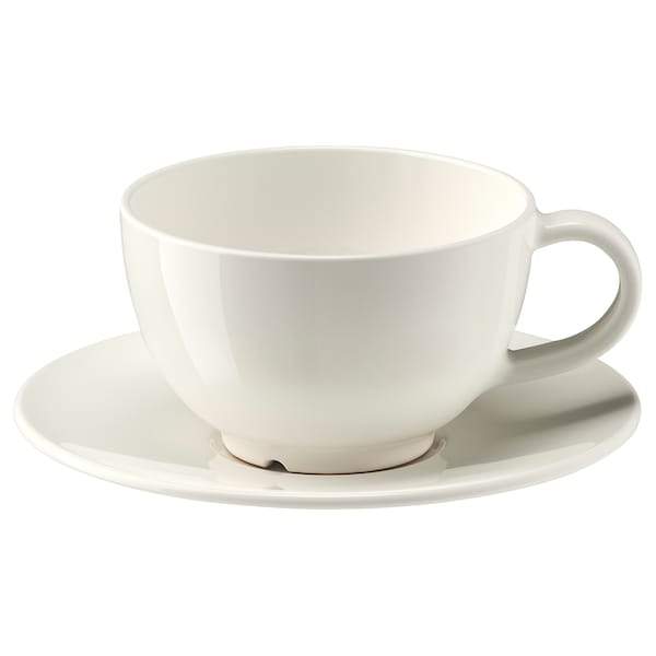 VARDAGEN Teacup with saucer, off-white 26 cl