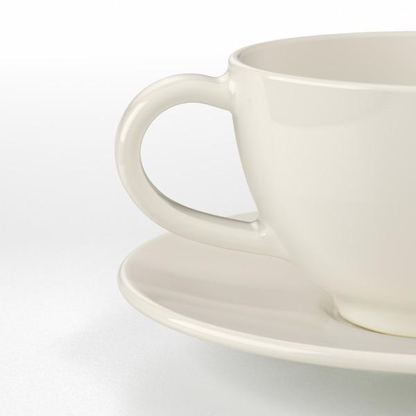 VARDAGEN Teacup with saucer, off-white 26 cl