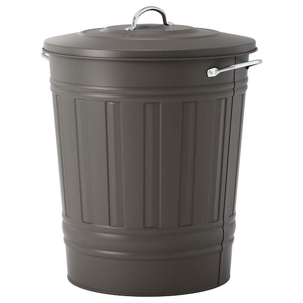 KNODD Bin with lid, grey 40 l