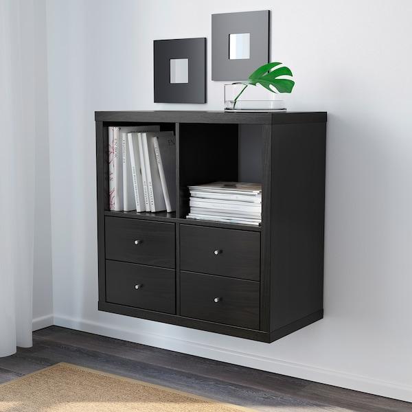 KALLAX Shelving unit, black-brown 77x77 cm