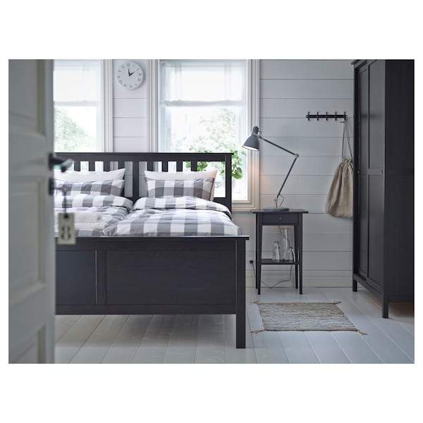 HEMNES Bedside table, black-brown 46x35 cm