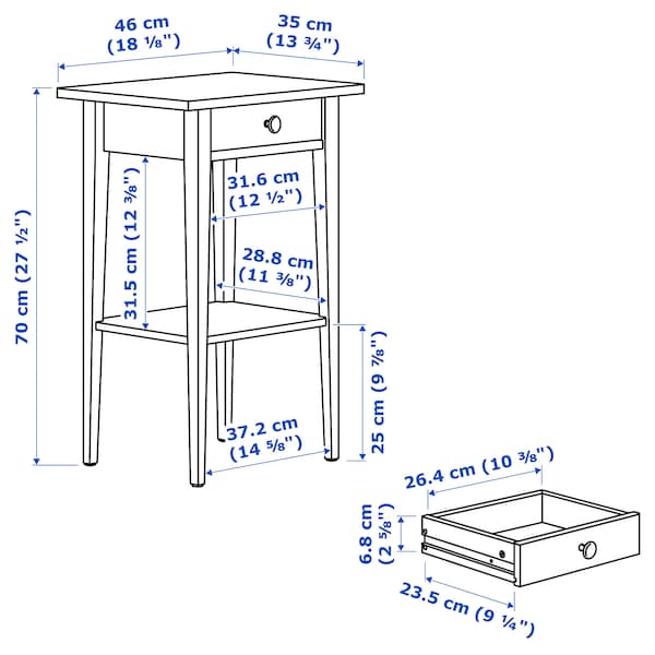 HEMNES Bedside table, black-brown 46x35 cm